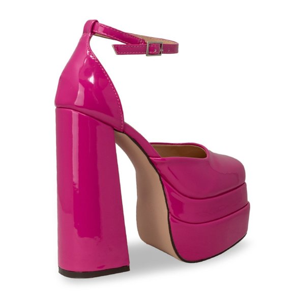 Platform Chunky Heels for Women, with Block Heel and Ankle Strap Design - Picture 2 of 4